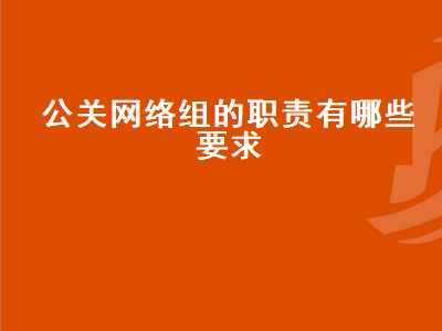 公关网络组的职责有哪些要求