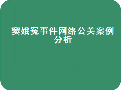 窦娥冤事件网络公关案例分析